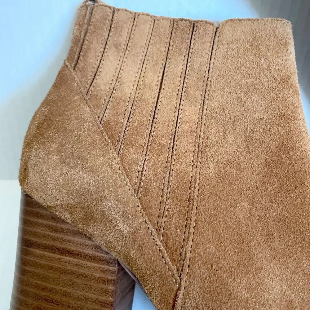 Marc Fisher Alva Suede Ankle Booties With Stacked Heel - Picture 4 of 11